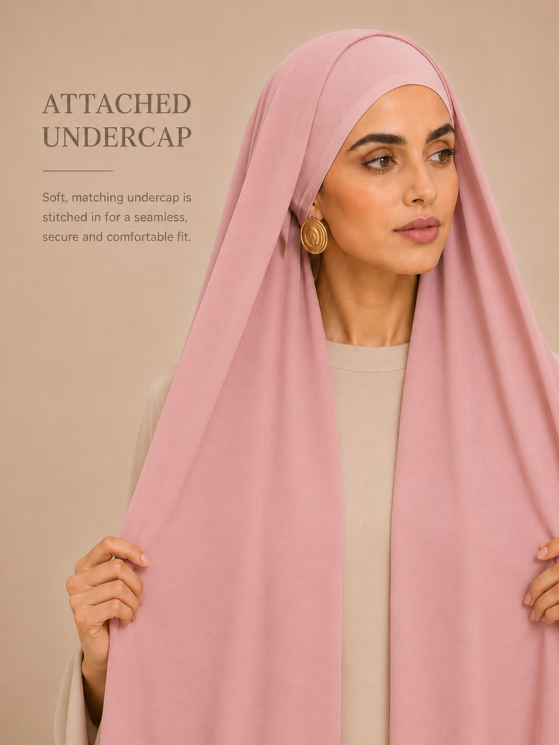 Rosewood Blush Built-in Magnet Chiffon Hijab