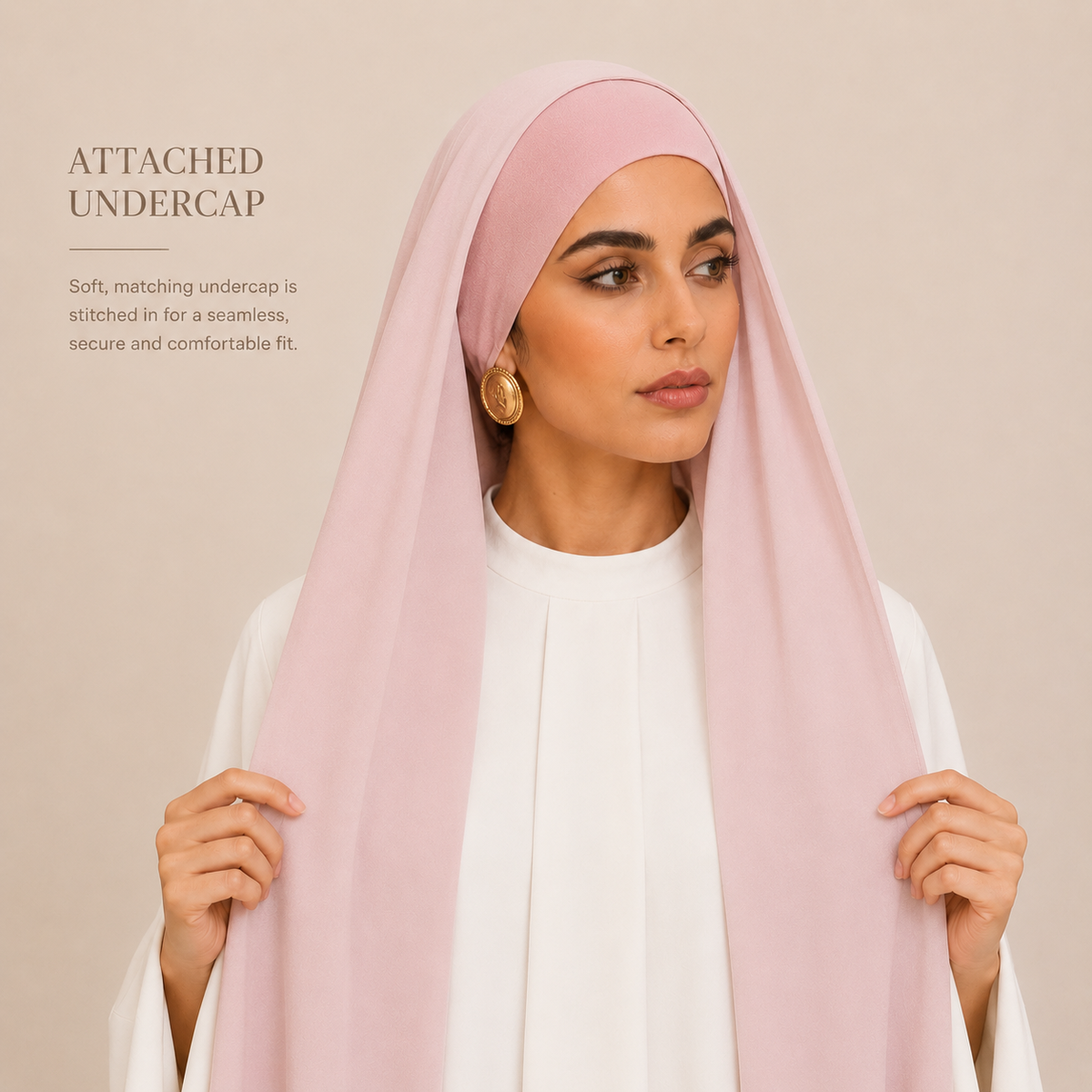 Soft Peony built-in magnet premium chiffon hijab