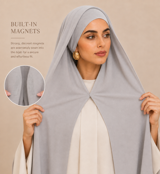 Silver Whisper built-in magnet premium chiffon hijab