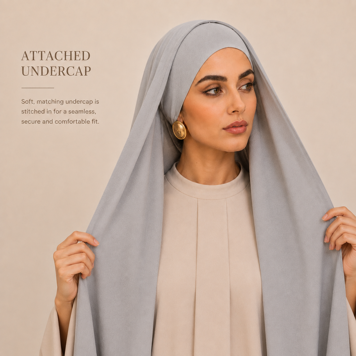 Silver Whisper built-in magnet premium chiffon hijab
