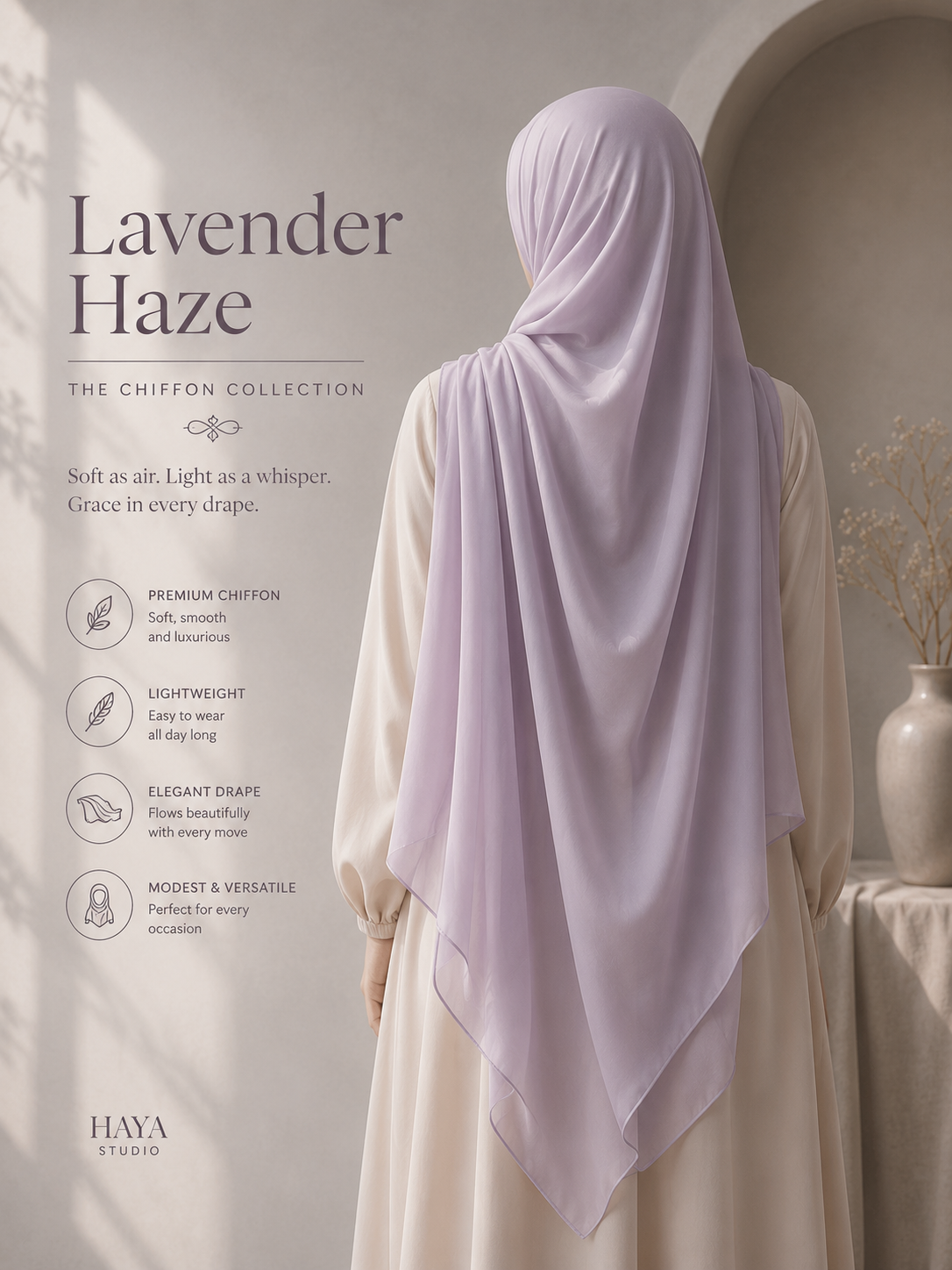 Lavender Haze premium chiffon hijab