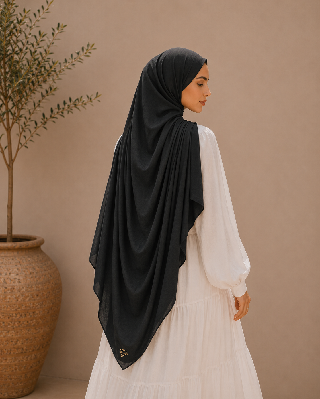 Royal Black solid color thin modal scarf