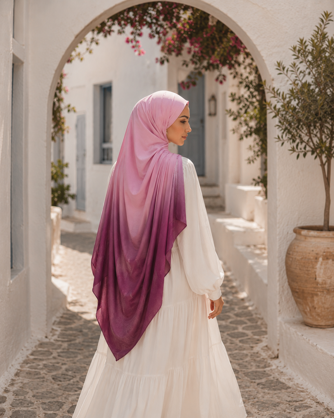 Pink Rush gradient liquid jersey hijab