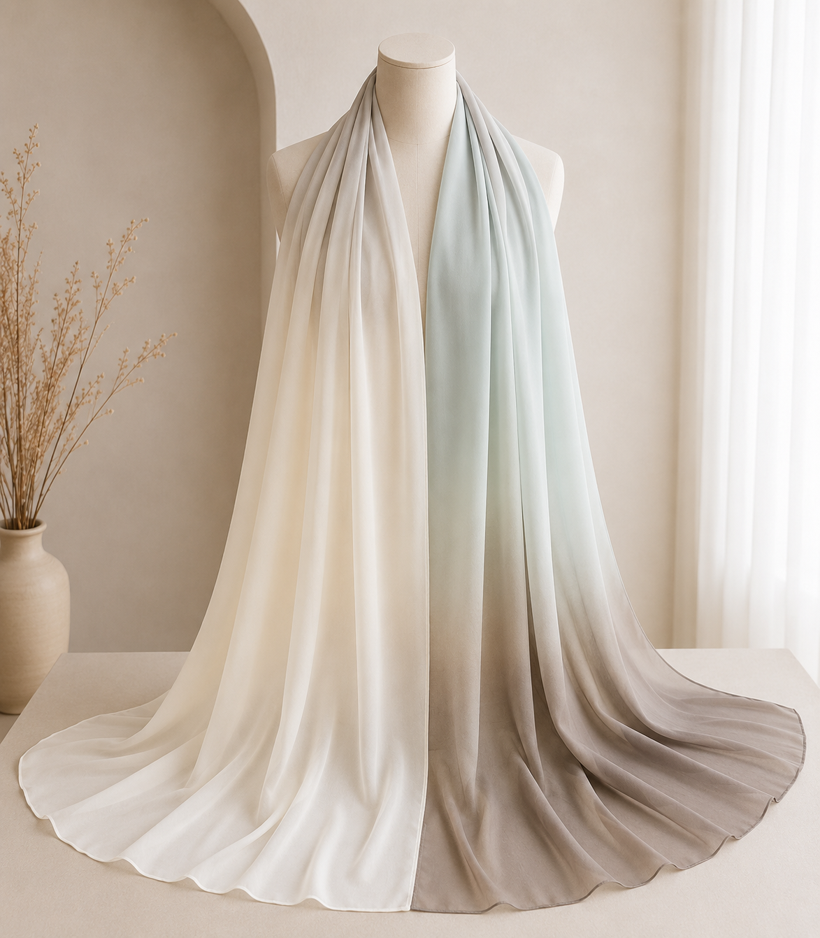 Willow Mist gradient chiffon hijab