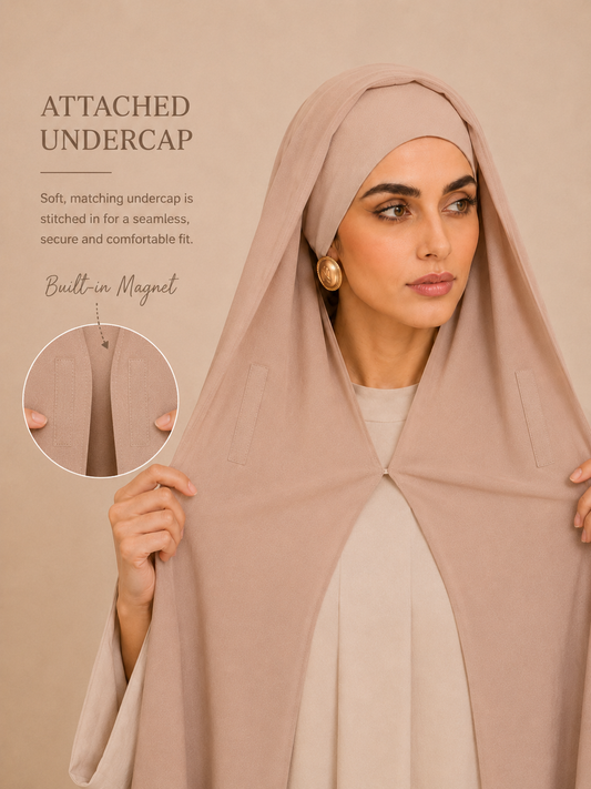 Soft Nude Built-in Magnet Chiffon Hijab