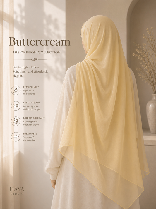 Buttercream premium chiffon hijab