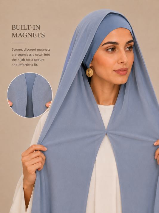 Denim Gray built-in magnet premium chiffon hijab