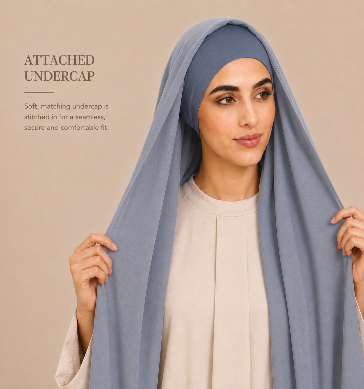 Denim Gray built-in magnet premium chiffon hijab