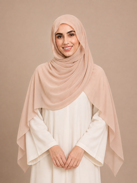 Soft Nude built-in magnet premium chiffon hijab