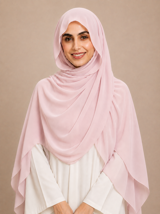 Soft Peony built-in magnet premium chiffon hijab
