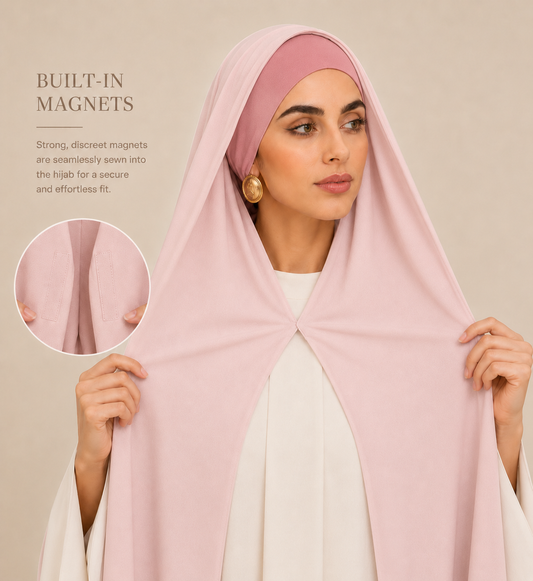 Soft Peony built-in magnet premium chiffon hijab