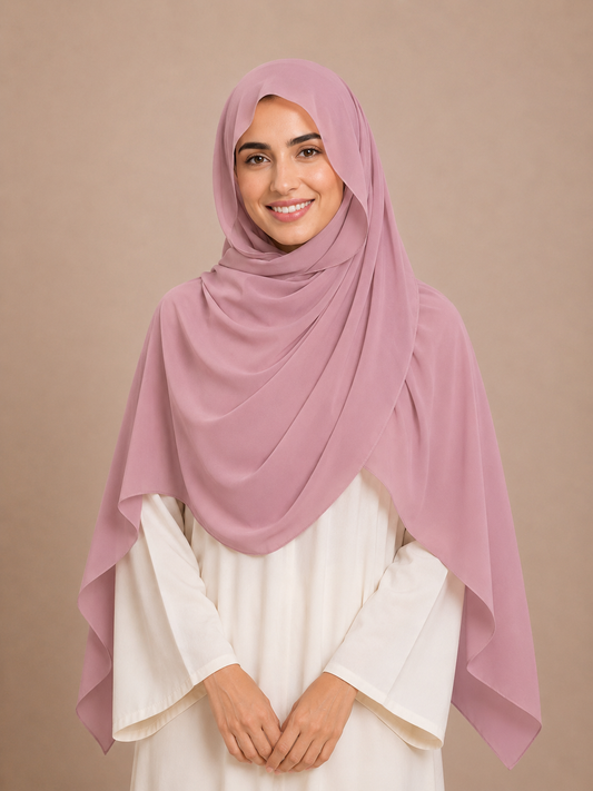 Rosewood Blush built-in magnet premium chiffon hijab