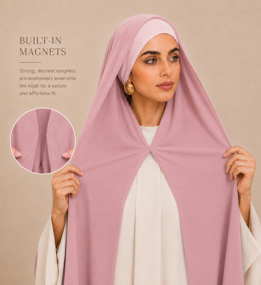 Rosewood Blush built-in magnet premium chiffon hijab