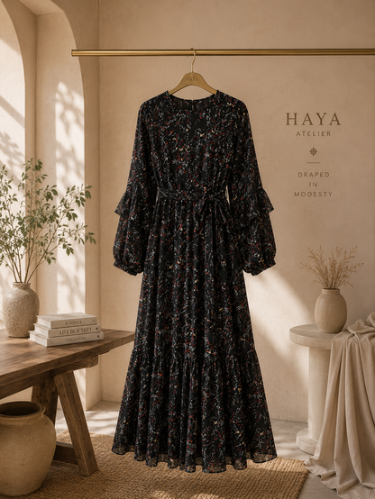Elegant Floral Dress - Model