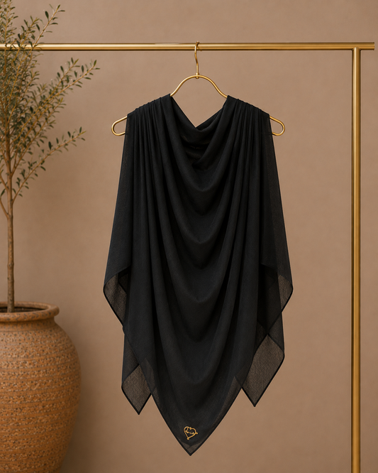 Royal Black solid color thin modal scarf