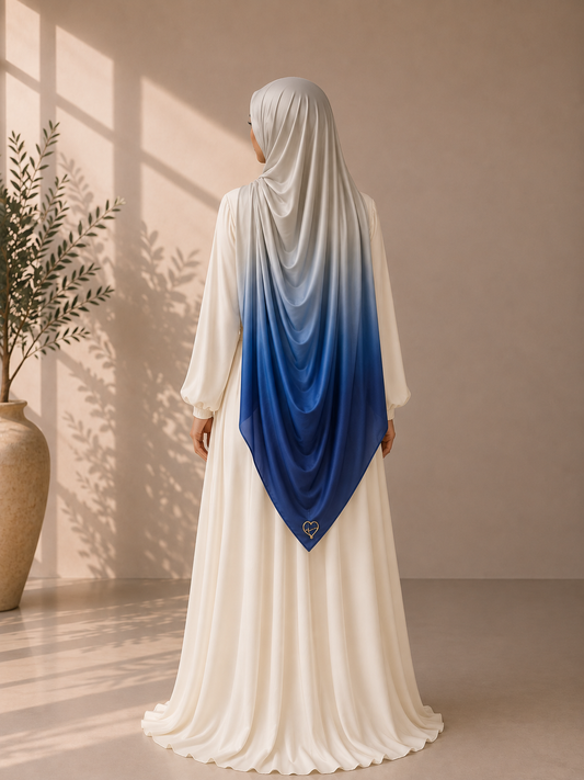 Electric Blue gradient liquid jersey hijab