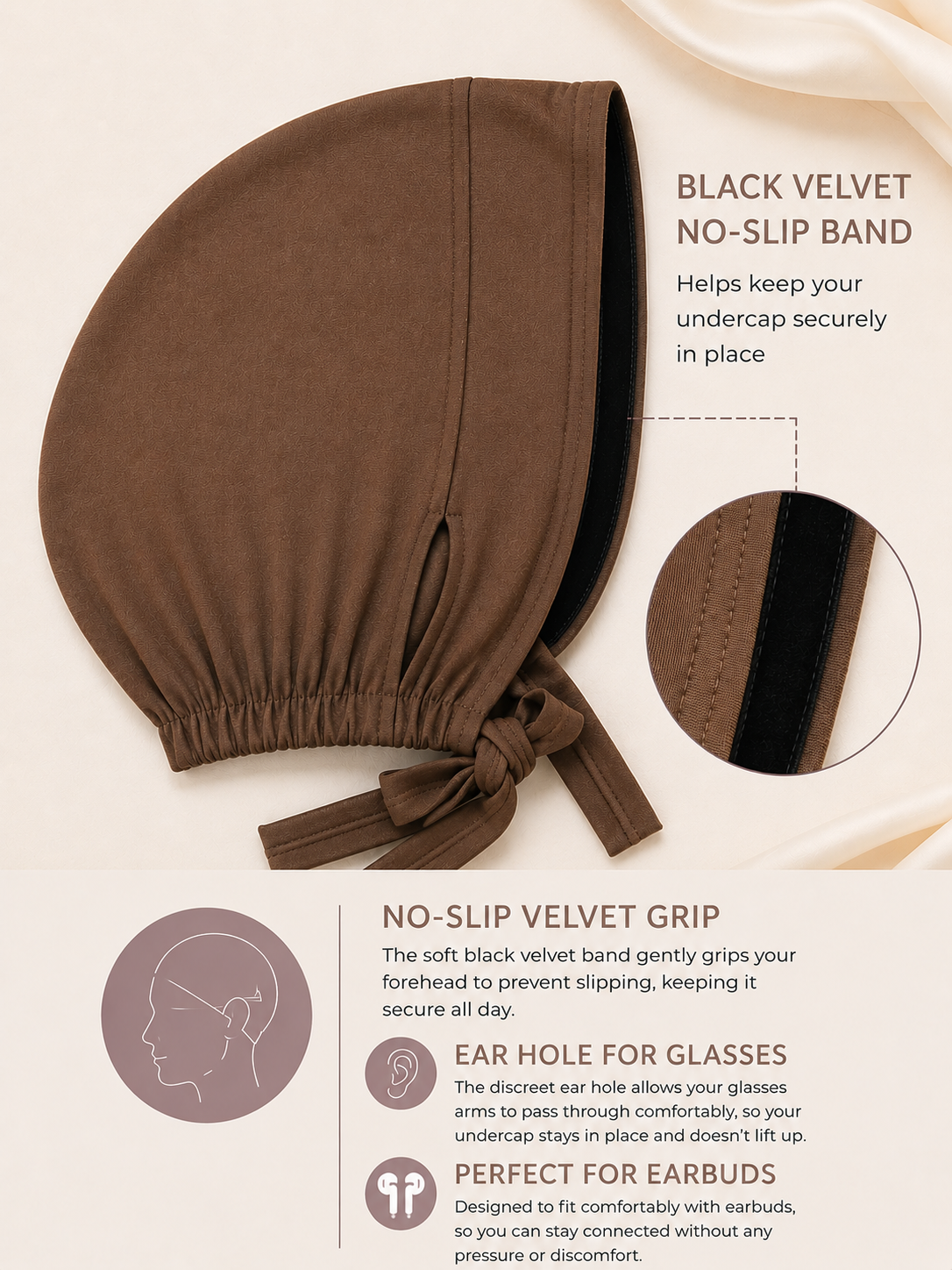 HAYA Premium Velvet Grip Undercap - Brown